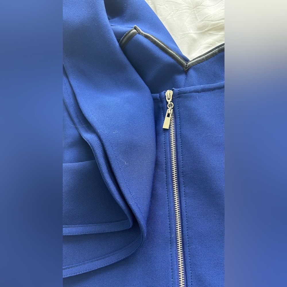 Deep Blue One-Shoulder Ruffle Side-Split High-Qua… - image 6